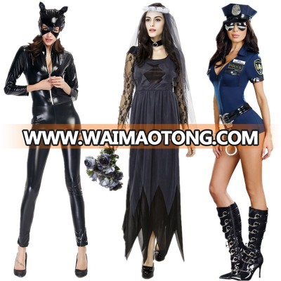 Catwoman/ghost bride/police halloween cosplay costume