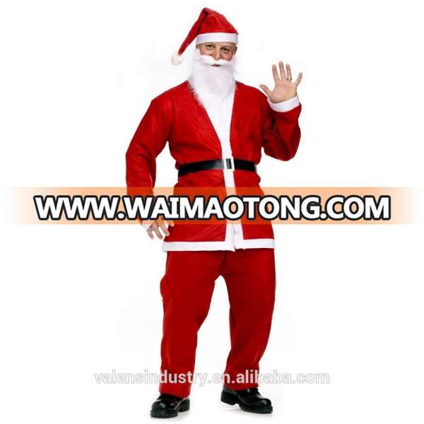 Non woven Fabric Santa Claus Christmas Costume for men 5pcs set Santa Suits Christmas Cloth